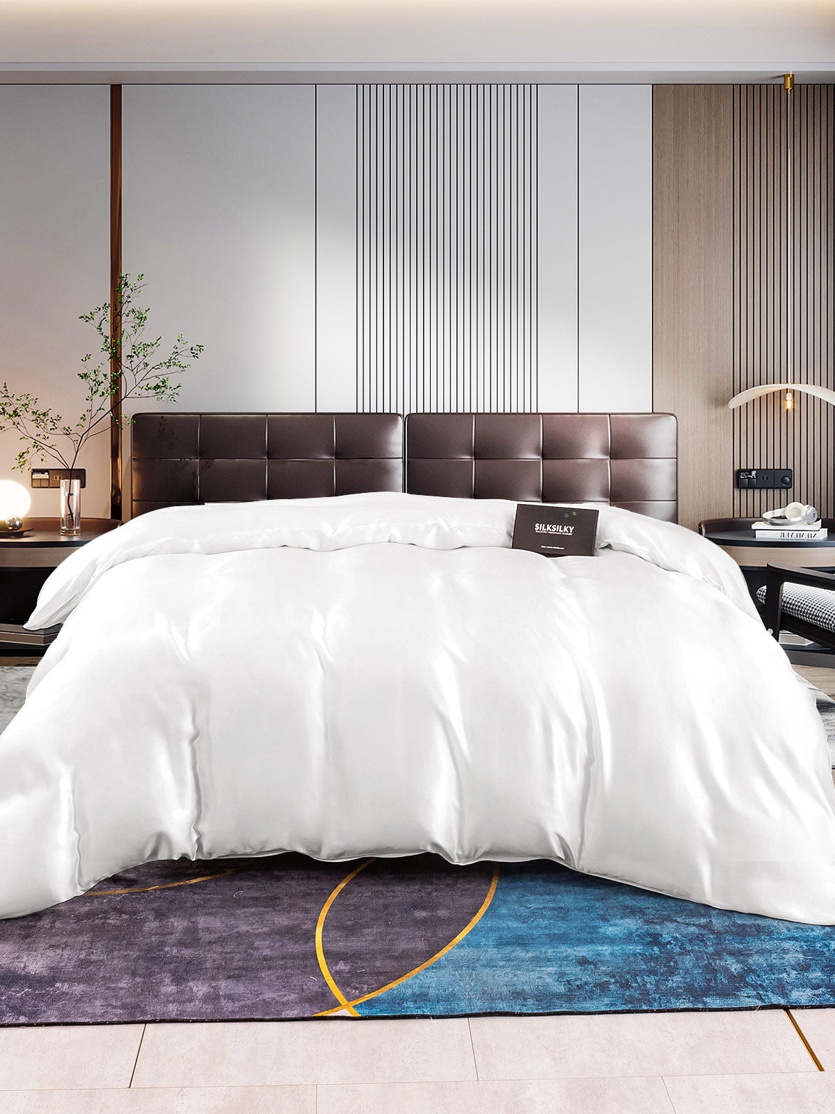 [White] SilkSilky 22Momme Pure Silk Duvet Cover 001