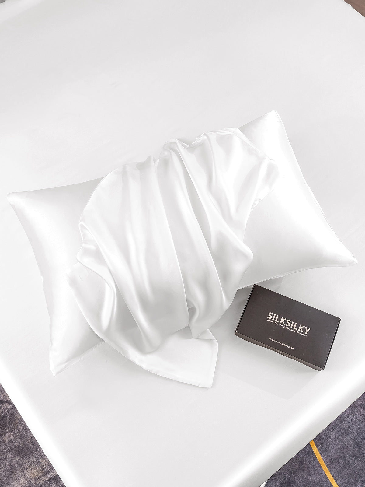 [White] SilkSilky 30Momme Pure Silk Pillowcase 004
