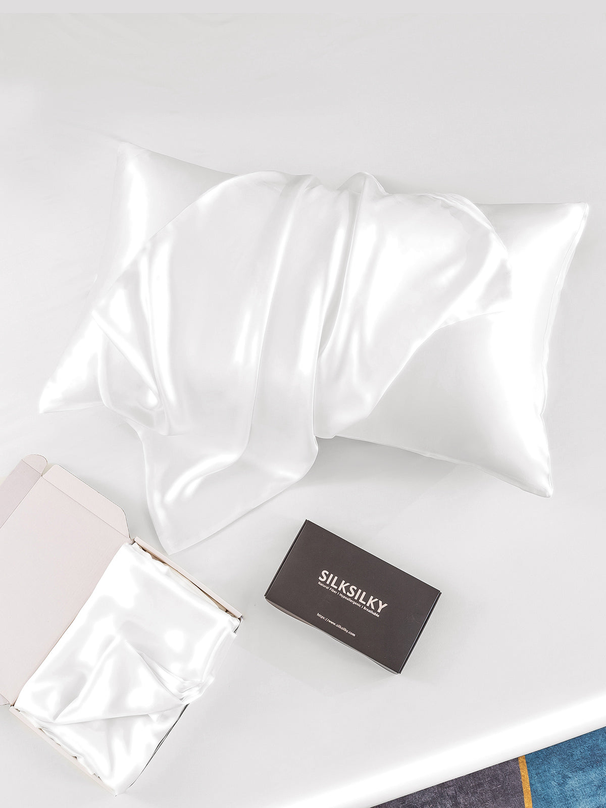 [White] SilkSilky 30Momme Pure Silk Pillowcase 005