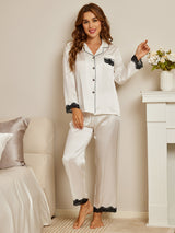 [White] SilkSilky  Long Sleeve Women's Pajamas 001