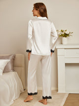 [White] SilkSilky  Long Sleeve Women's Pajamas 002