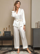 [White] SilkSilky  Long Sleeve Women's Pajamas 001