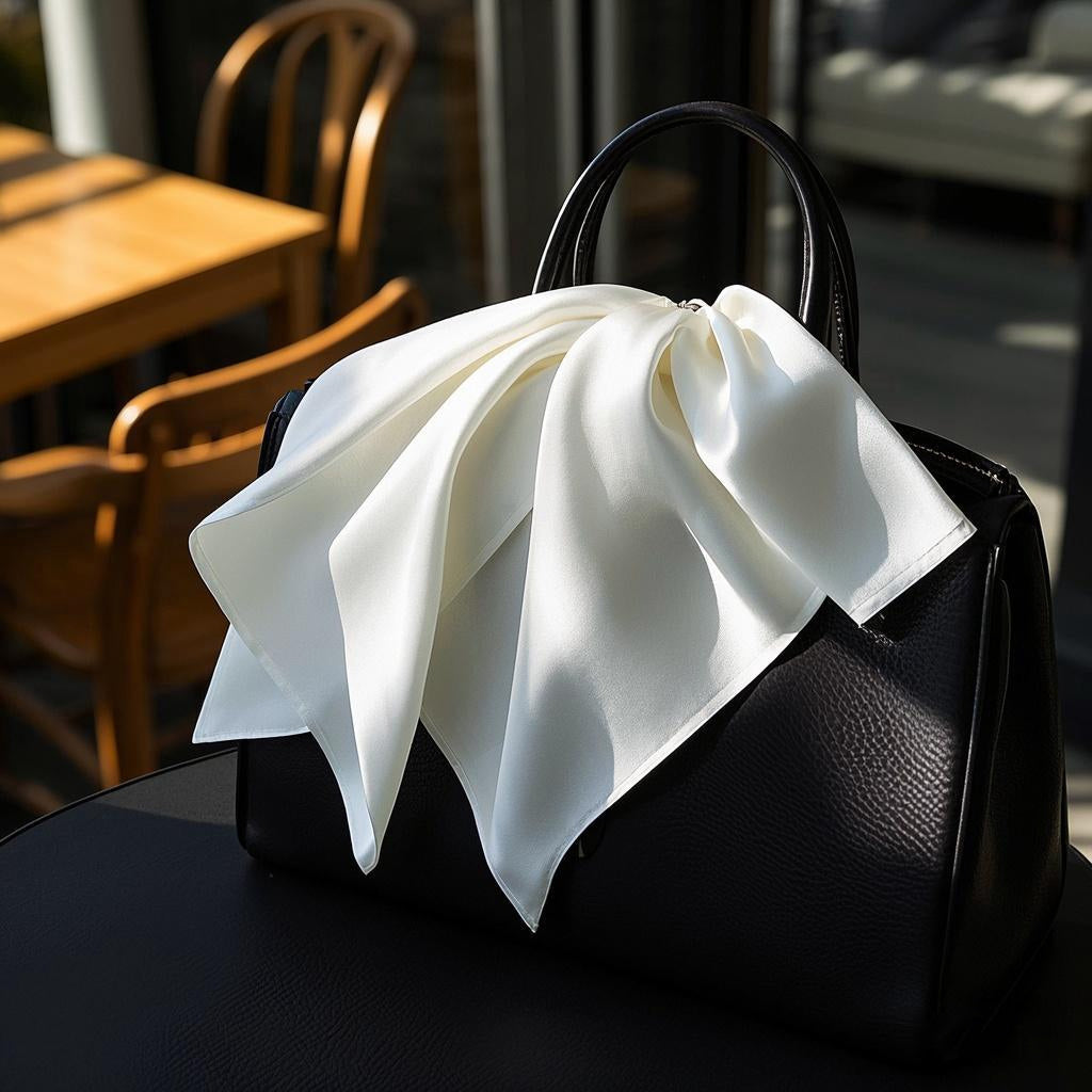 [White] SilkSilky Pure Silk Scarf 001