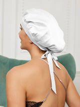 [White] SilkSilky  Sleep Cap 002