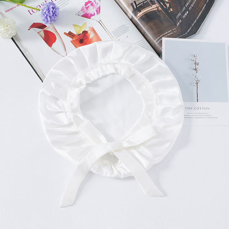 [White] SilkSilky Pure Silk Sleep Cap 004