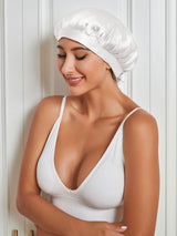 [White] SilkSilky  Sleep Cap 005
