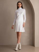 [White] SilkSilky  Spaghetti Strap V Neck Dress 006