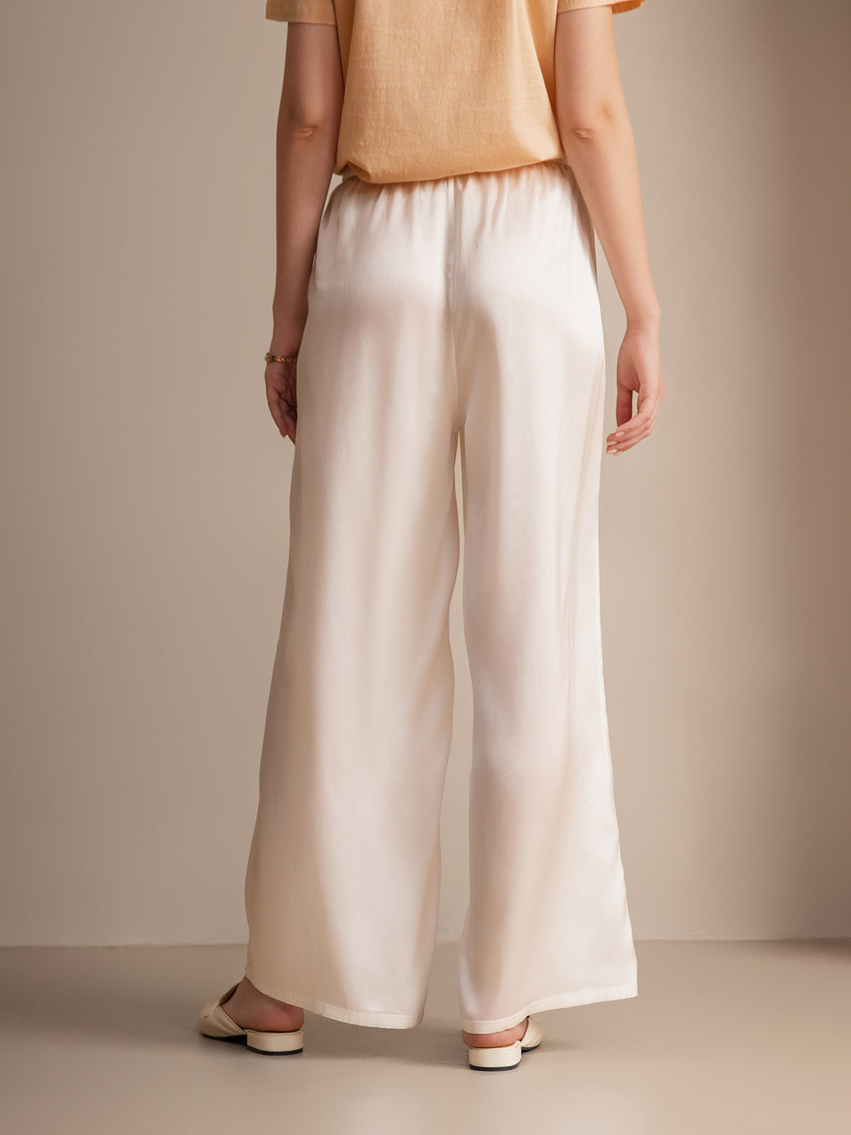 [White] SilkSilky  Pure Silk Womens Pants 001