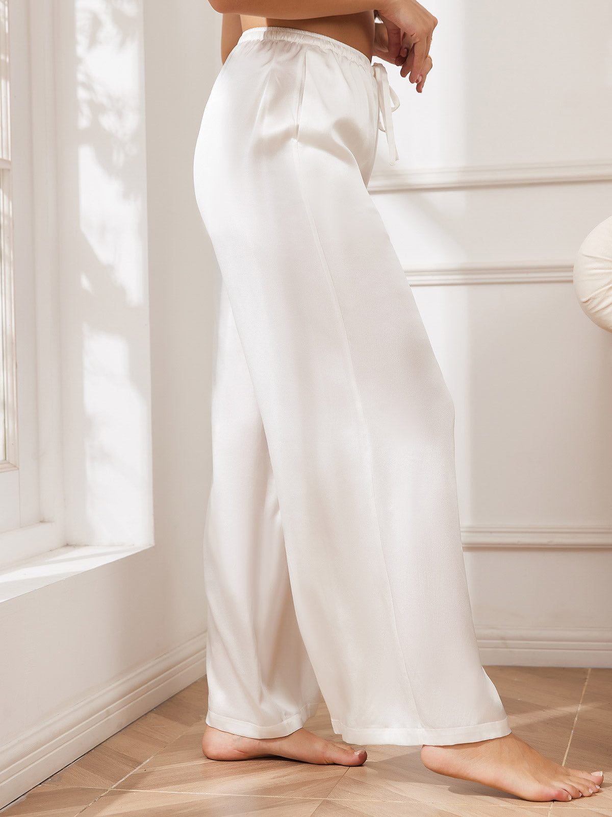 [White] SilkSilky  Pure Silk Womens Pants 003