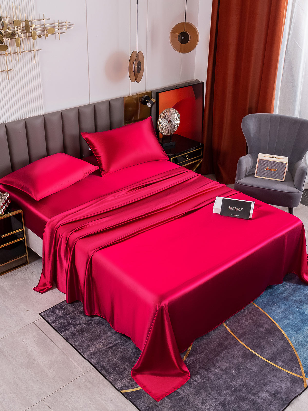 [Wine] SilkSilky 19Momme Pure Silk Bedding Set 001