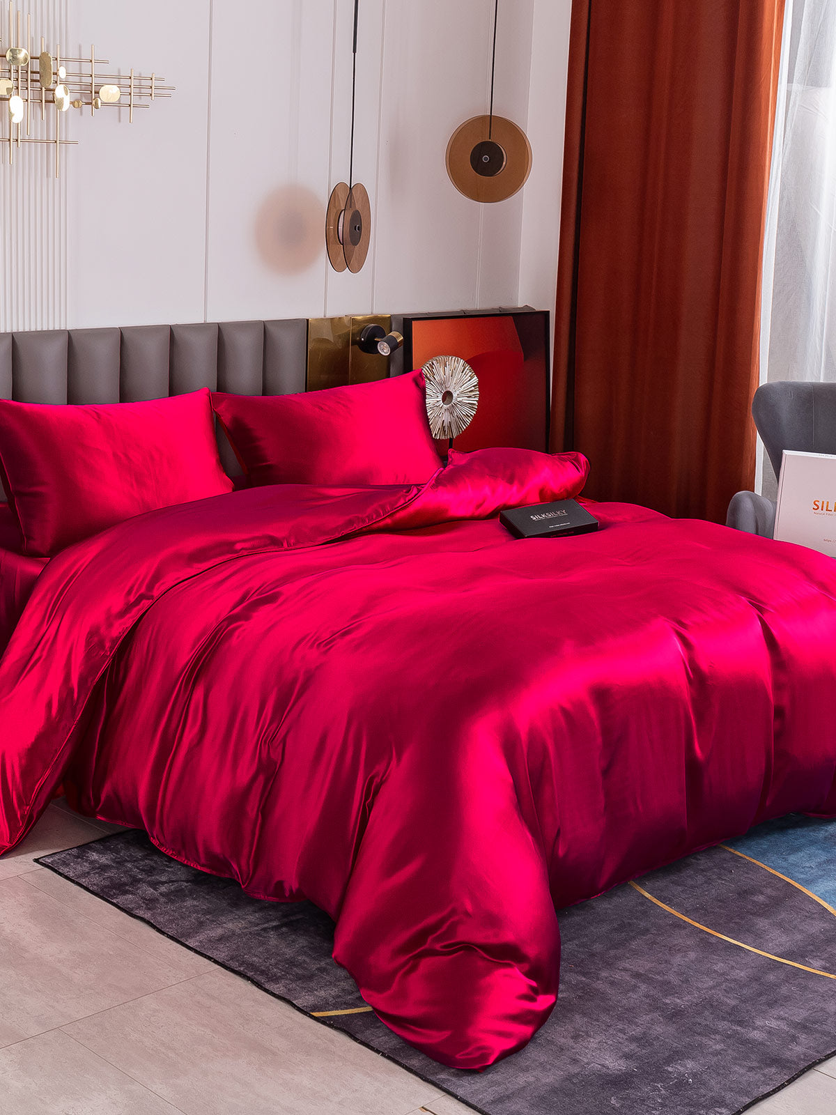 [Wine] SilkSilky 19Momme Pure Silk Bedding Set 001