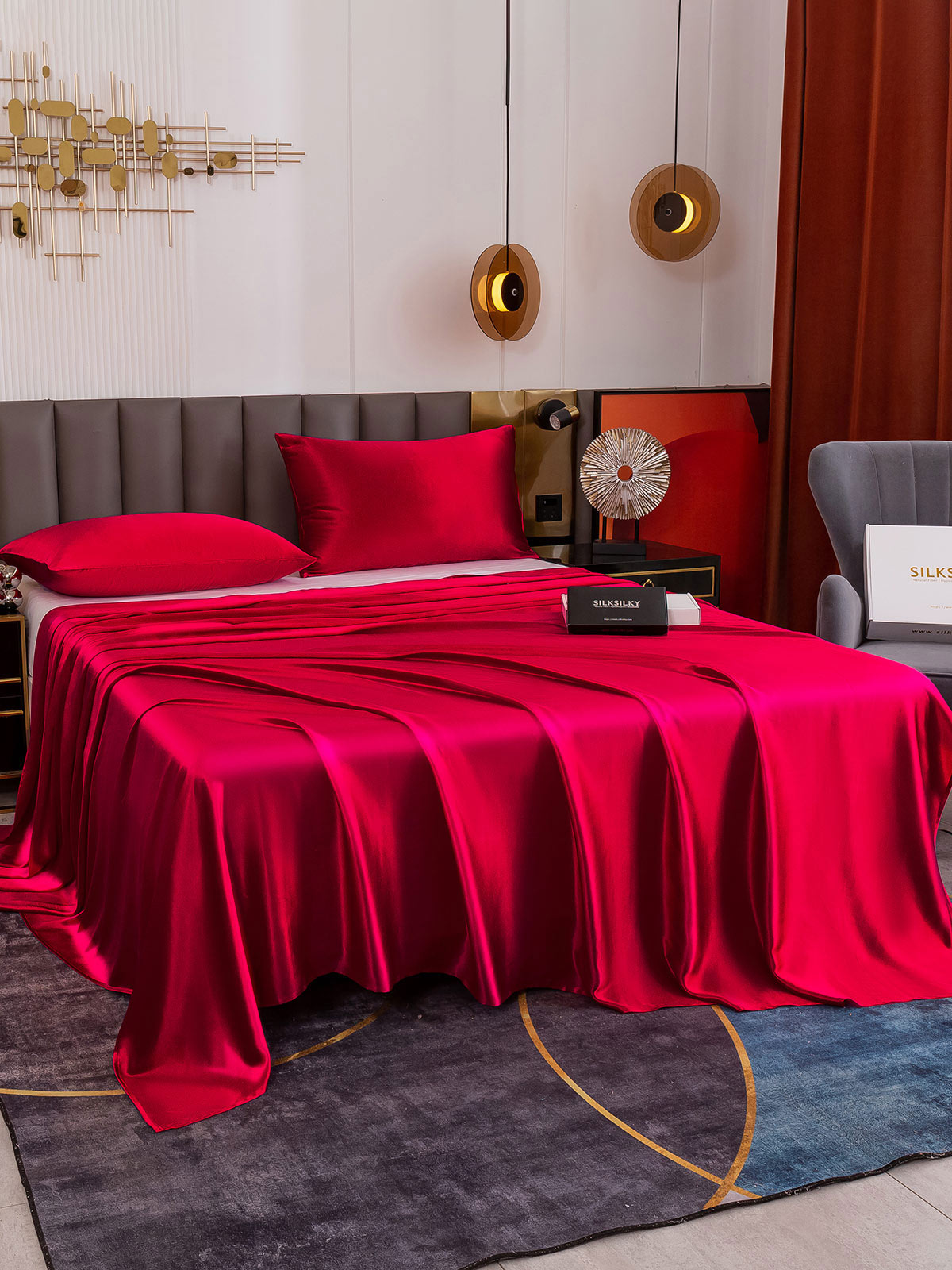 [Wine] SilkSilky 19Momme Pure Silk Bedding Set 002