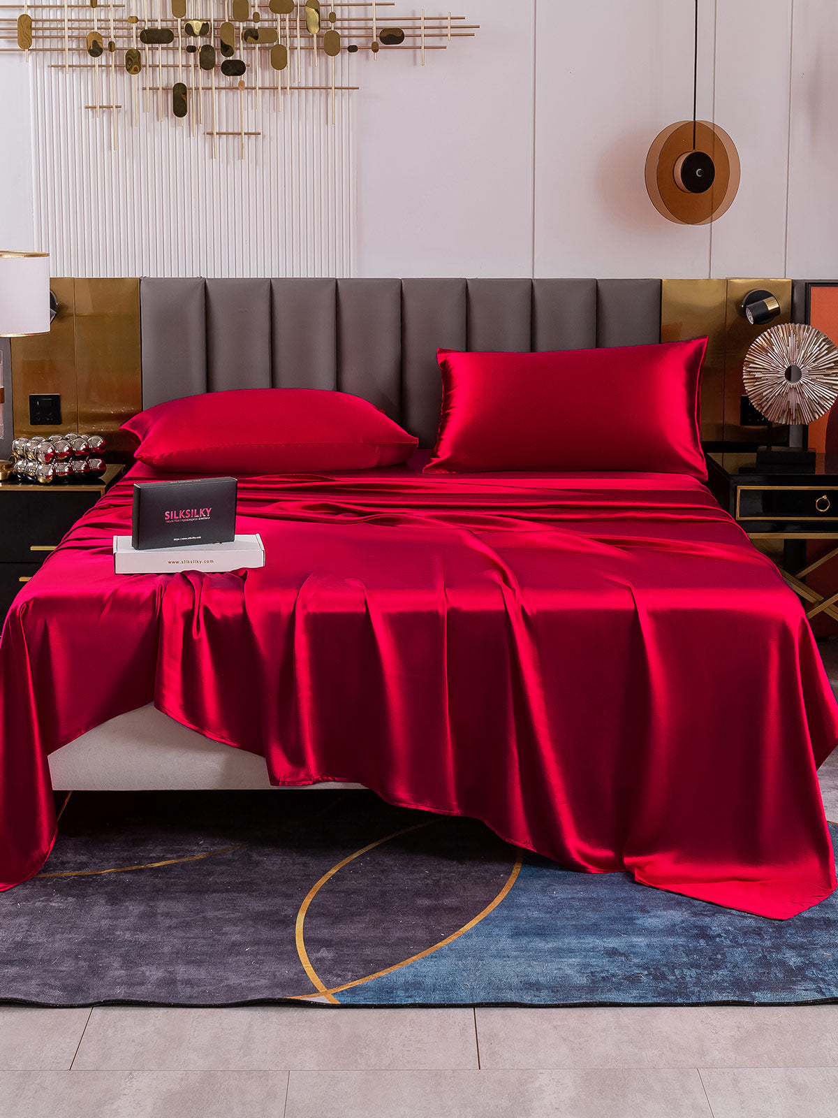 [Wine] SilkSilky 19Momme Pure Silk Bedding Set 002