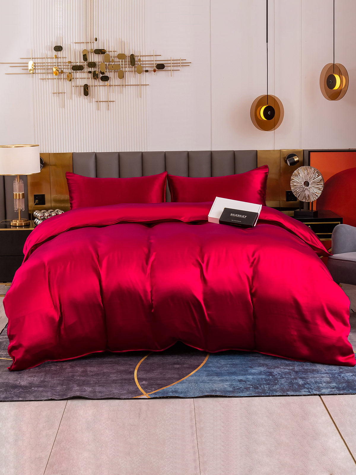 [Wine] SilkSilky 19Momme Pure Silk Bedding Set 002