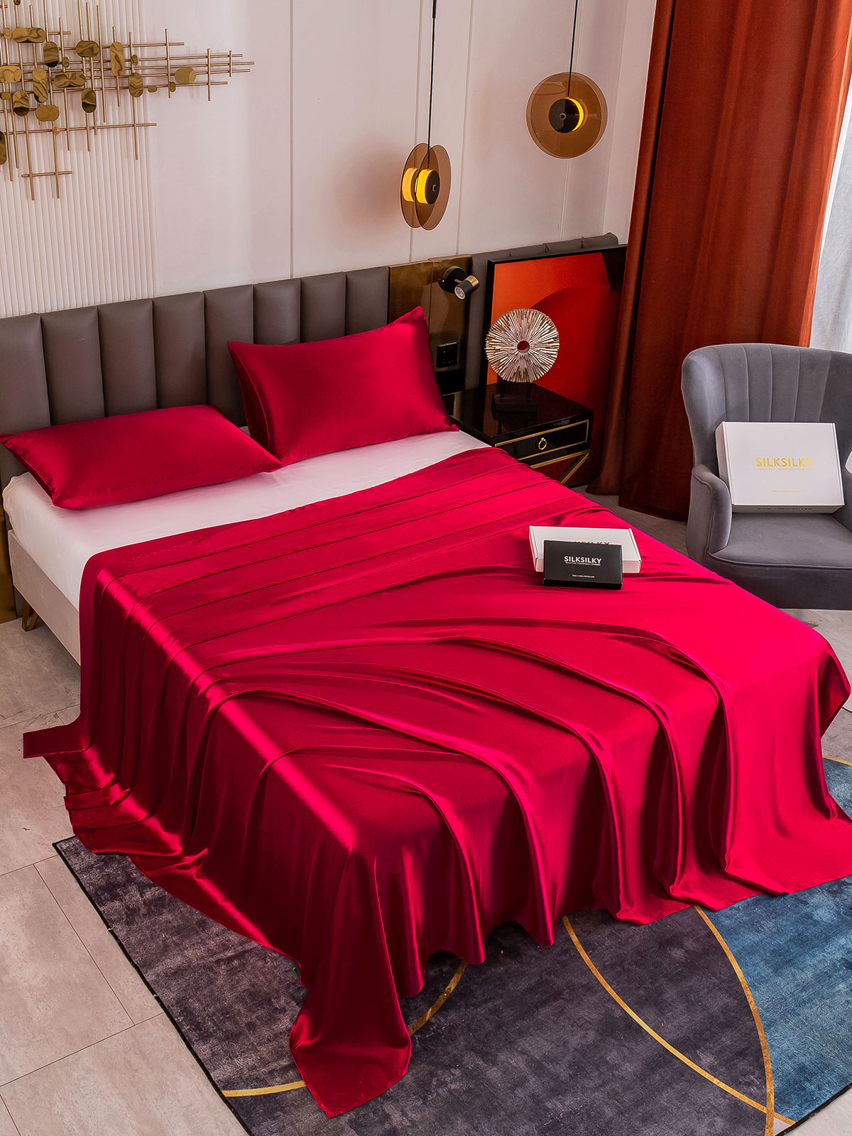 [Wine] SilkSilky 19Momme Pure Silk Bedding Set 003