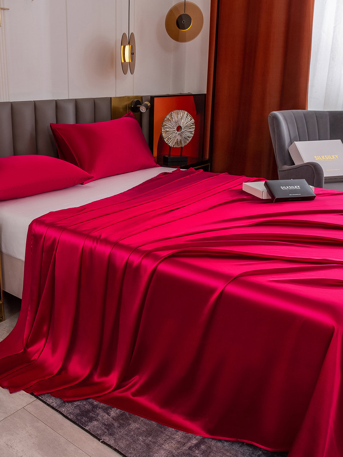 [Wine] SilkSilky 19Momme Pure Silk Bedding Set 005
