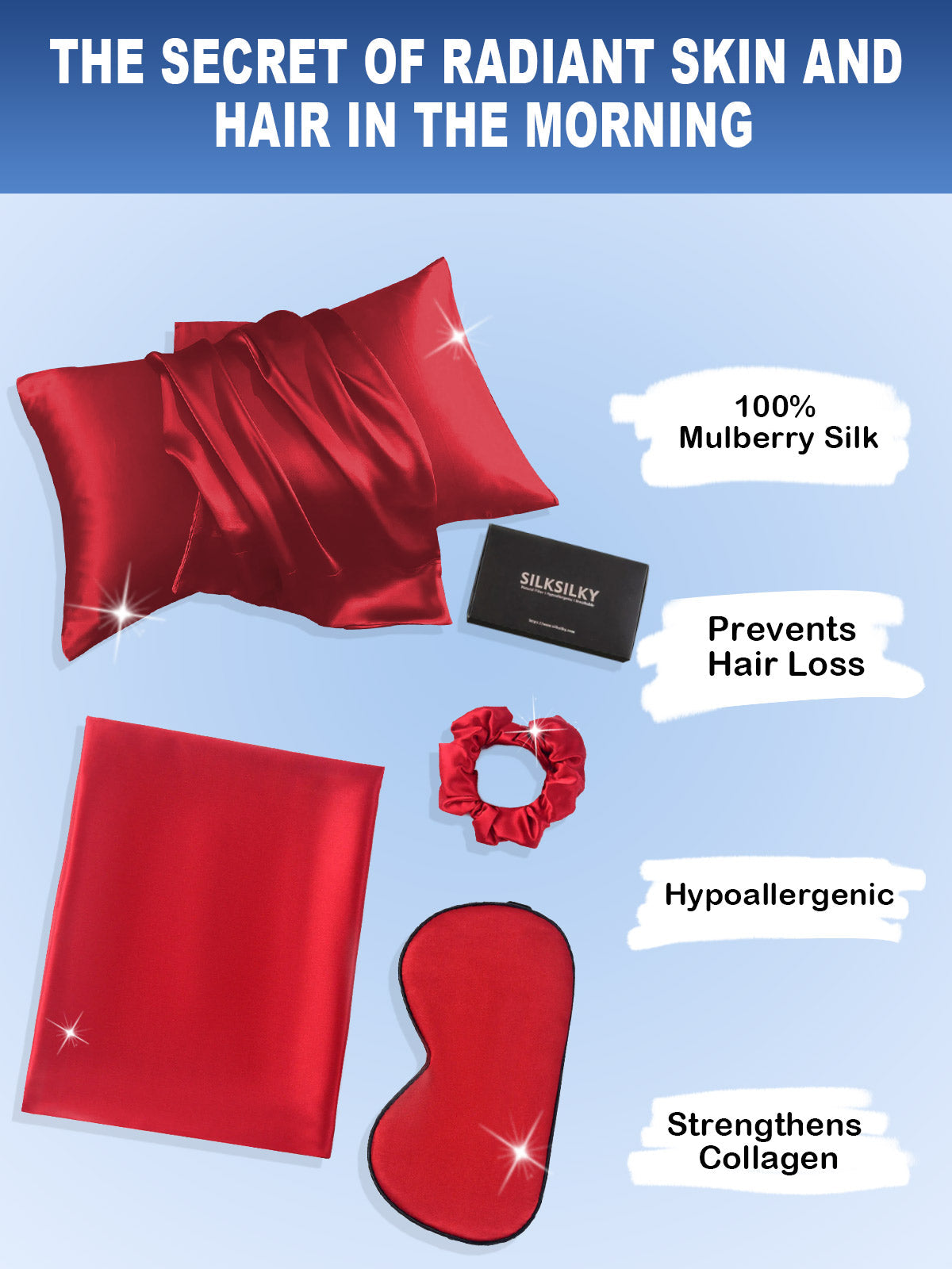 [Wine] SilkSilky 19Momme Pure Silk Pillowcase Set 002
