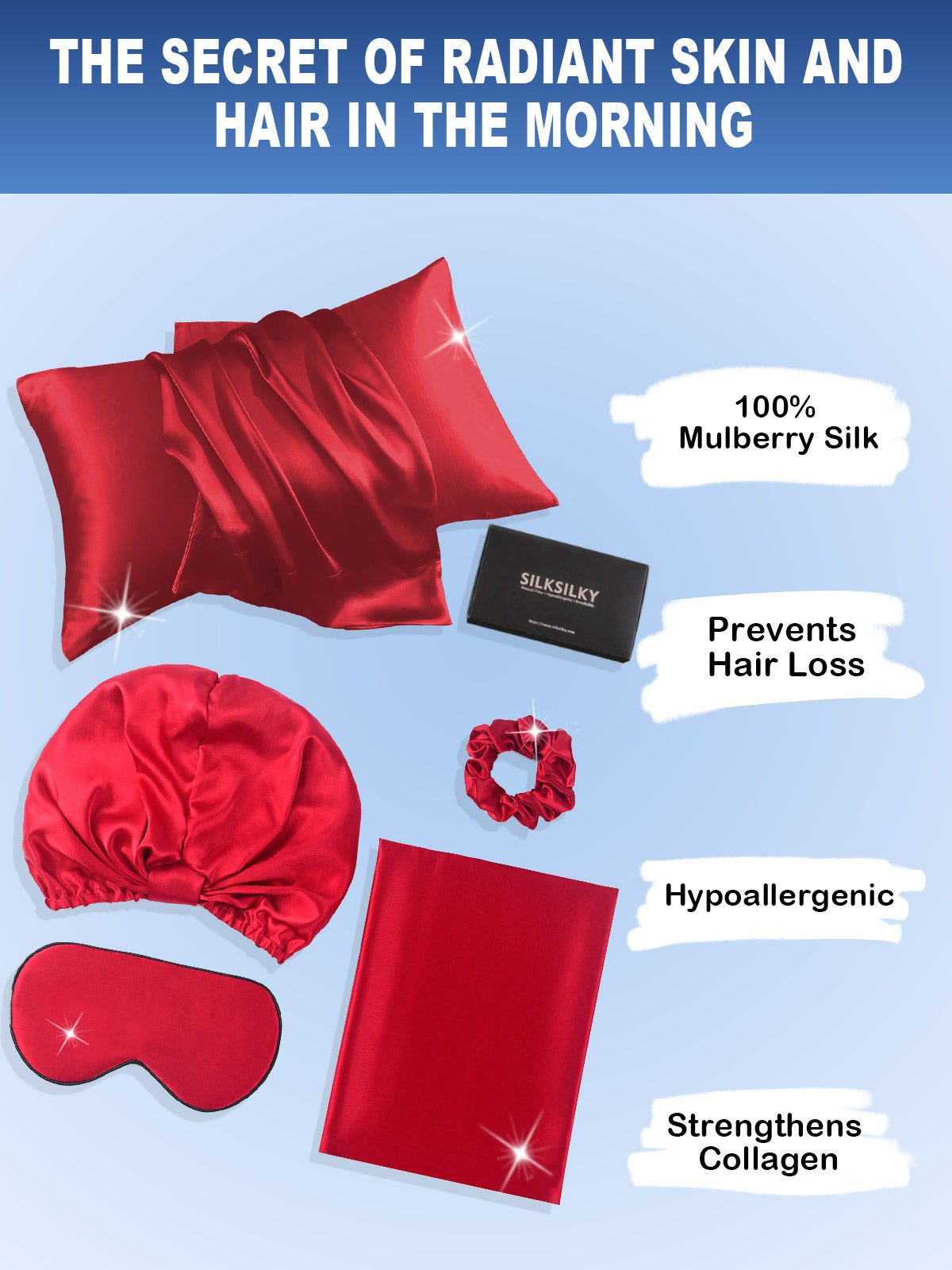 [Wine] SilkSilky 19Momme Pure Silk Pillowcase Set 002