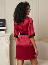 [Wine] SilkSilky  Half Sleeve Women's Robe 002