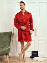 [Wine] SilkSilky  Long Sleeve Men's Robe 003