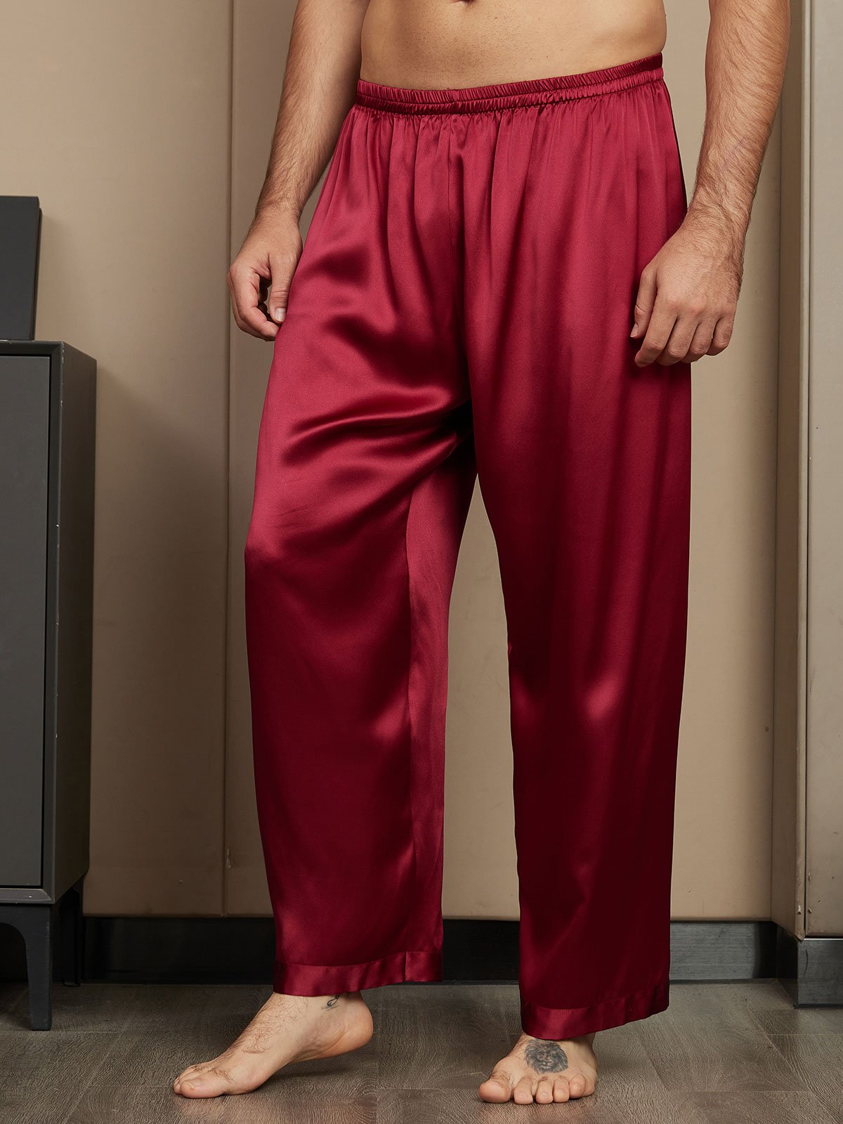 [Wine] SilkSilky Pure Silk Mens Sleep Bottoms 001