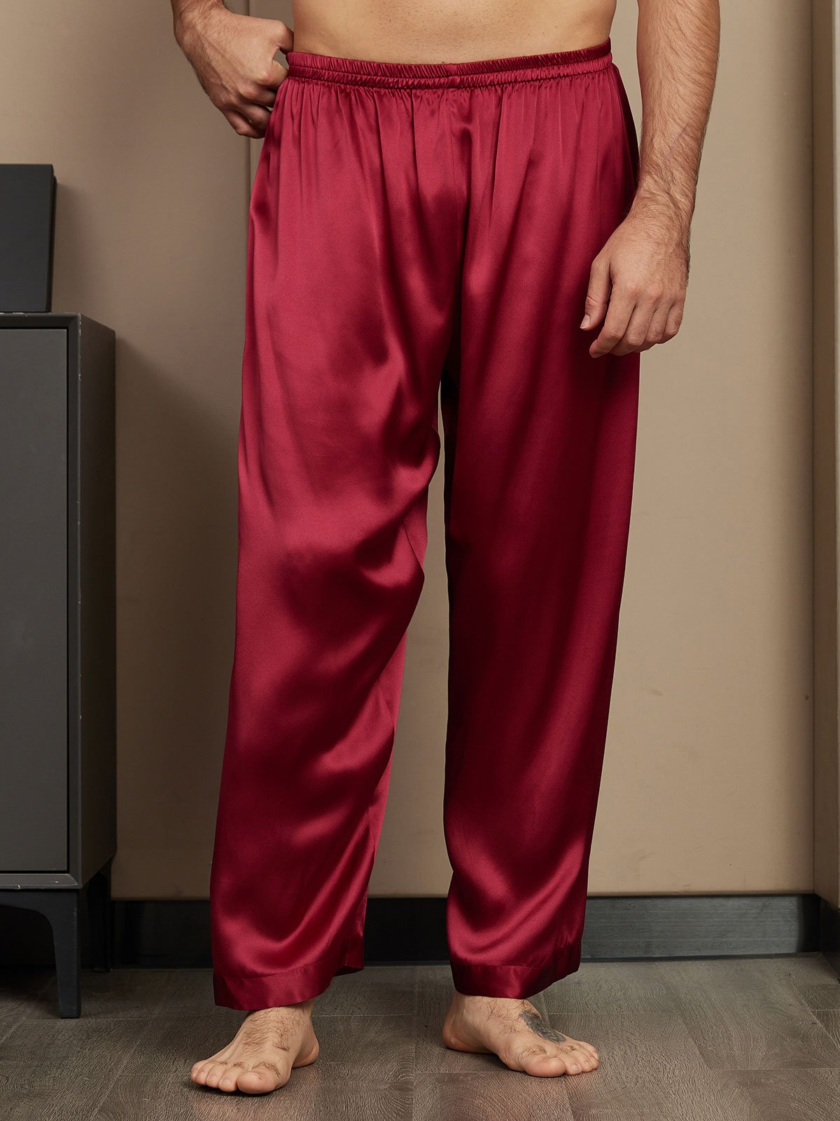 [Wine] SilkSilky Pure Silk Mens Sleep Bottoms 003
