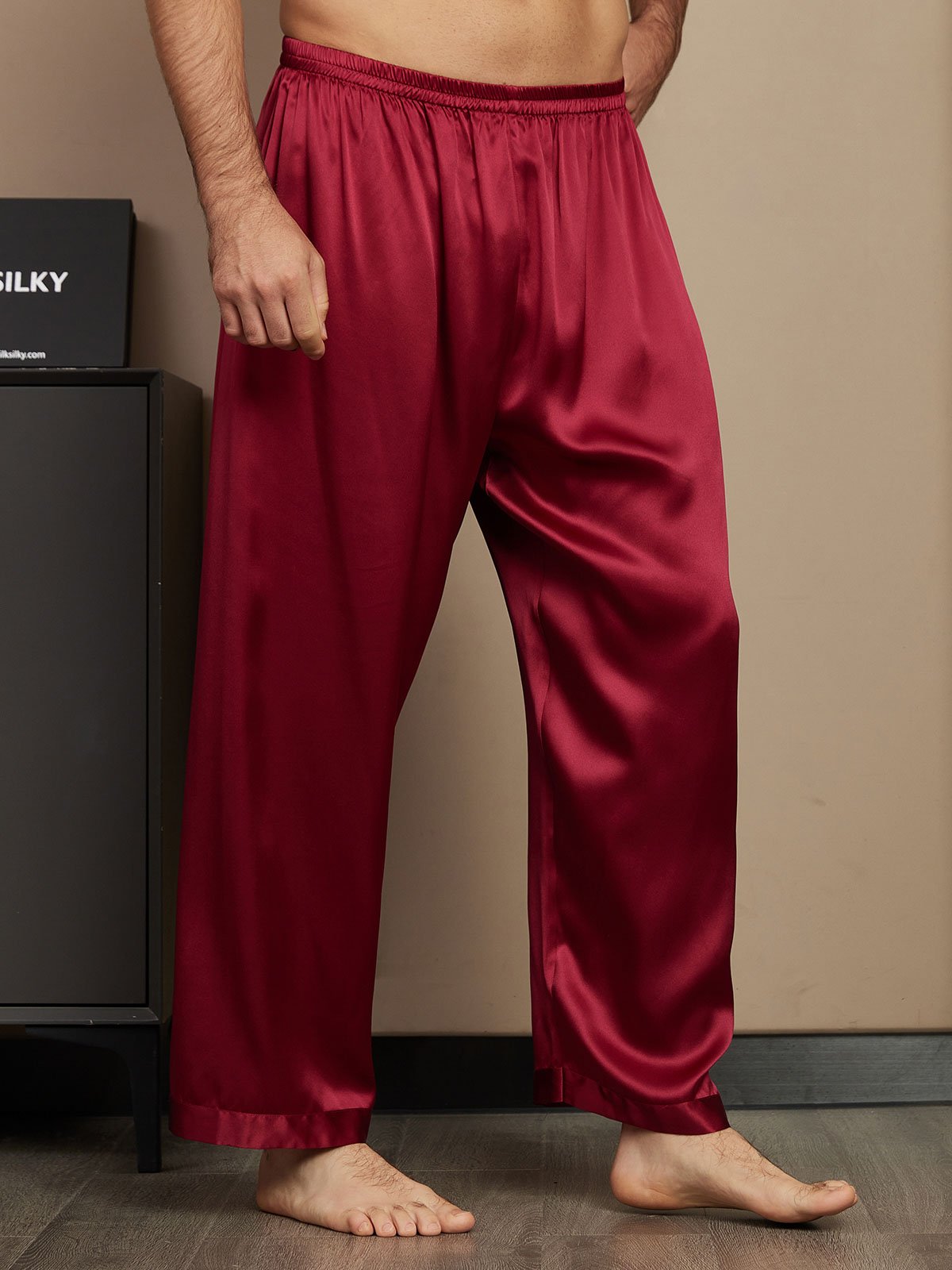 [Wine] SilkSilky Pure Silk Mens Sleep Bottoms 004