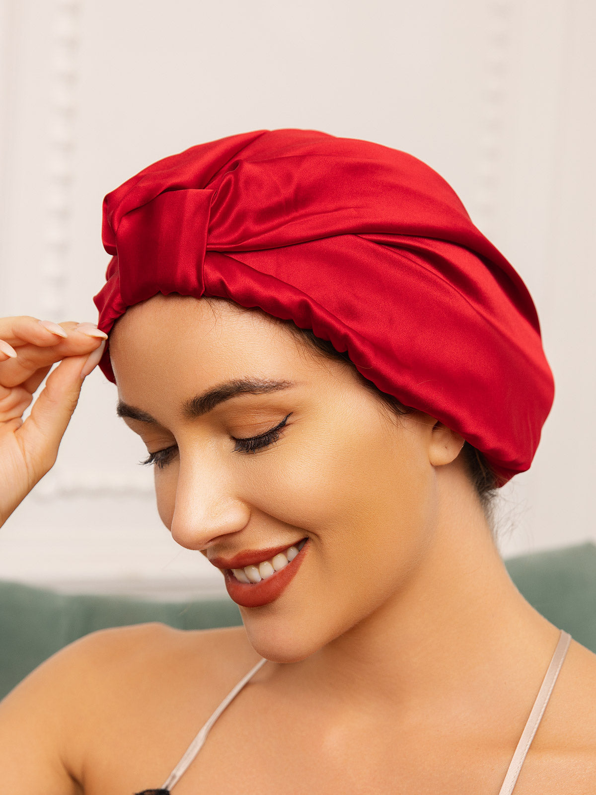 [Wine] SilkSilky Pure Silk Sleep Cap 001