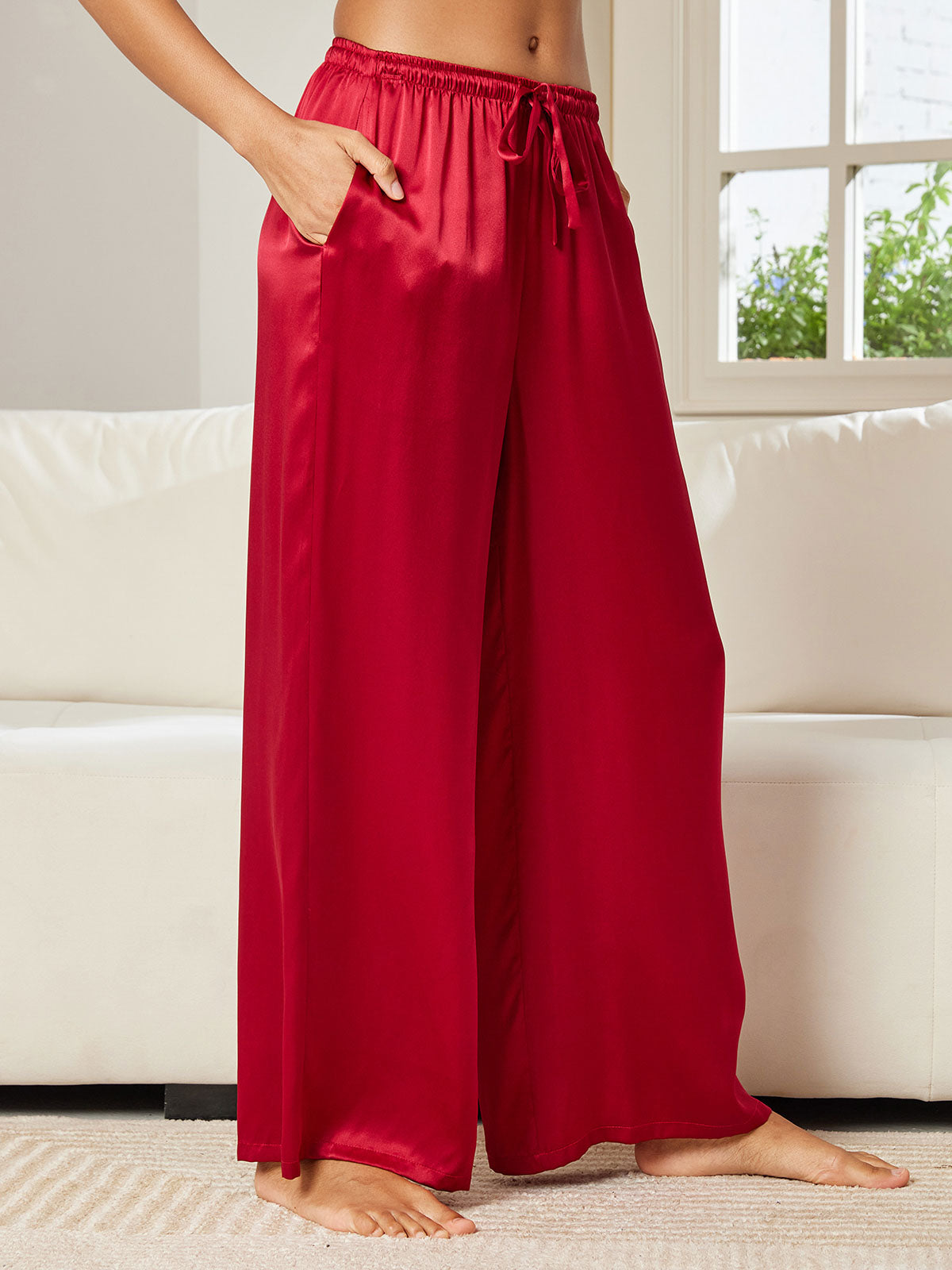 [Wine] SilkSilky  Pure Silk Womens Pants 003