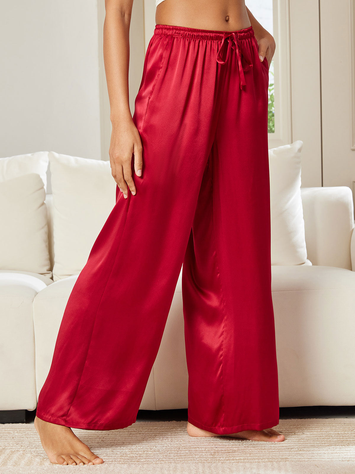 [Wine] SilkSilky  Pure Silk Womens Pants 004