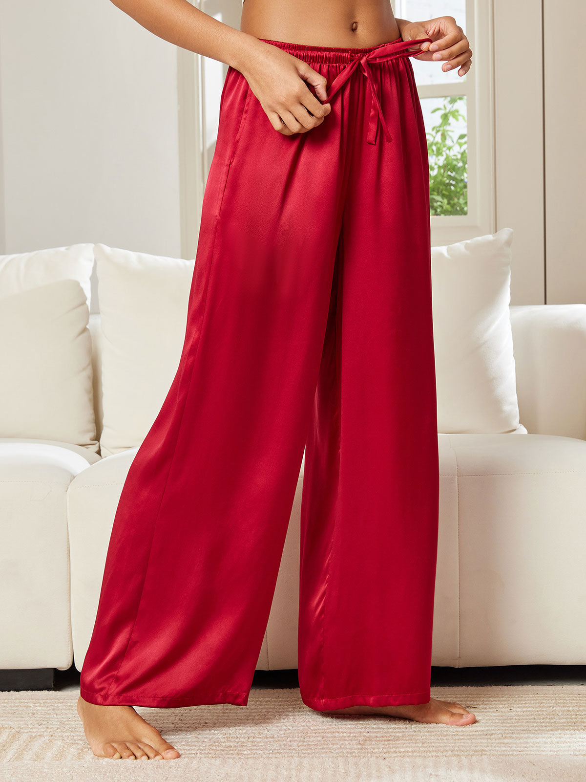 [Wine] SilkSilky  Pure Silk Womens Pants 005