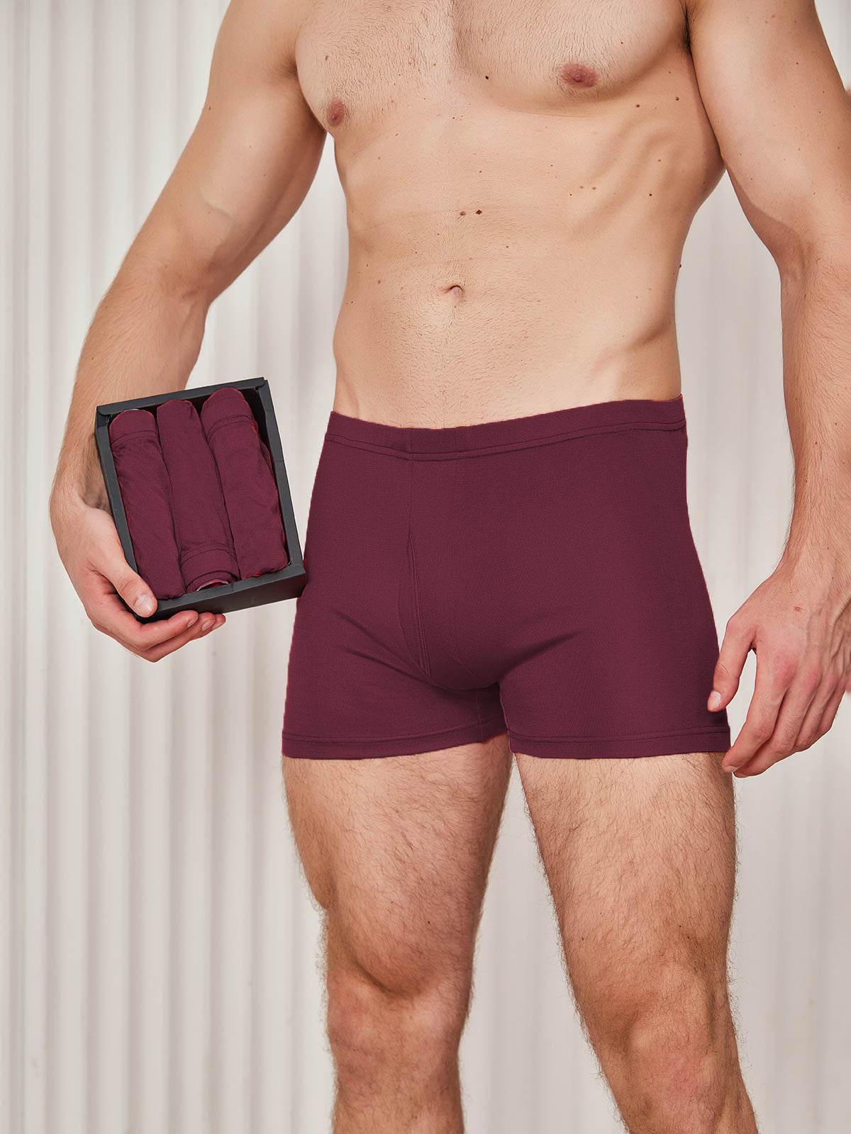 [Wine] SilkSilky Silk Knitted Mens Underwear 001