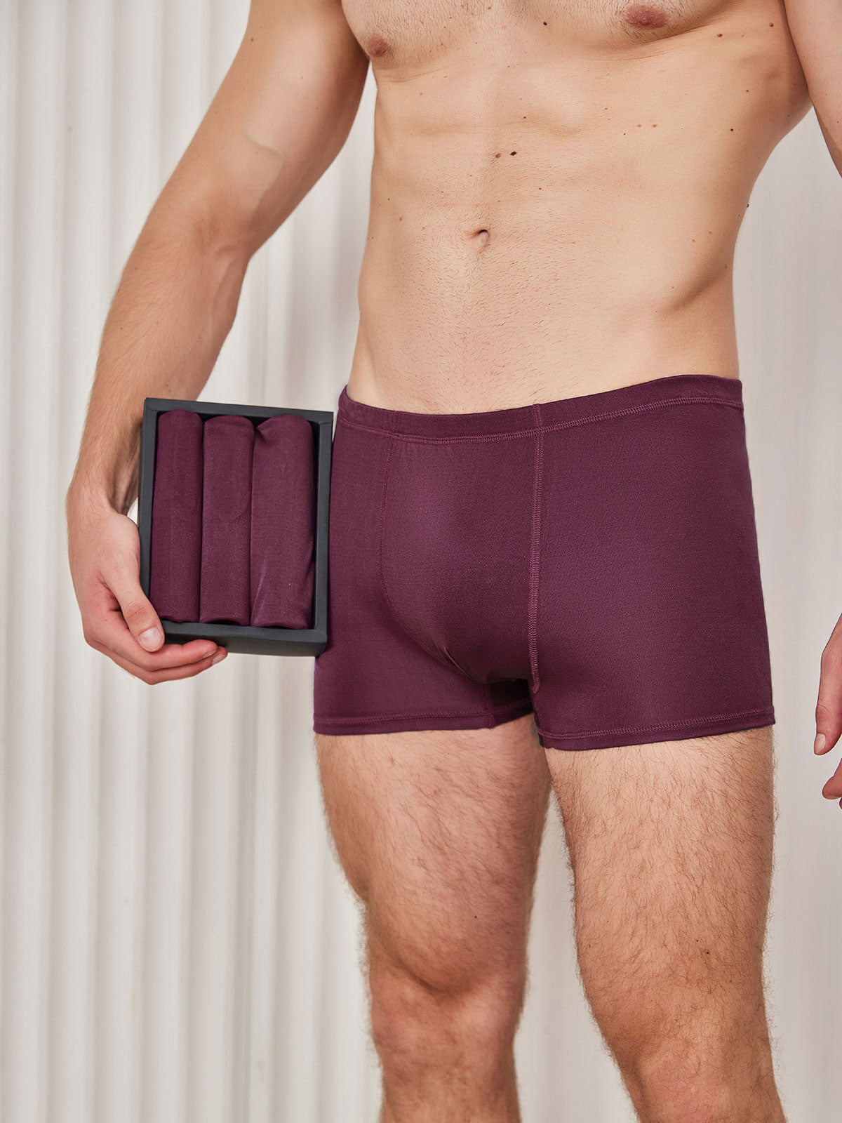 [Wine] SilkSilky Silk Knitted Mens Underwear 001