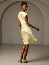 [Yellow] SilkSilky  Cap Sleeve V Neck Dress 002