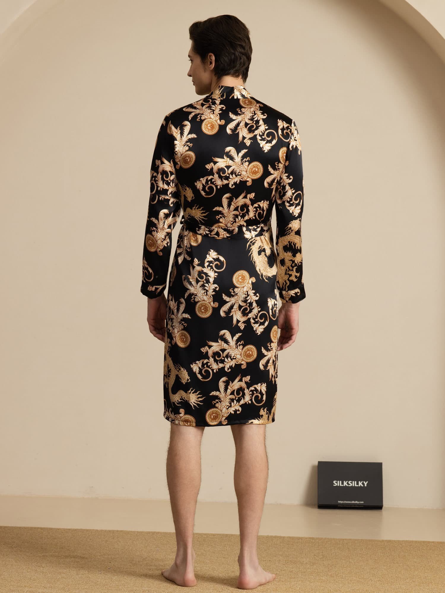 [Black Dragon] SilkSilky  Long Sleeve Men's Robe 002
