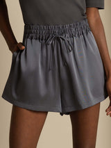 [Dark Gray] SilkSilky  19Momme Stretch Silk Charmeuse Women's Shorts 001