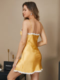 SilkSilky US Pure Silk Sleeveless V Neck Nightgown Yellow 002