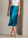 SilkSilky  19Momme Pure Silk Skirt Teal 003