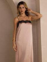 [Tuscany] SilkSilky Spaghetti Strap Square Neck Dress 004