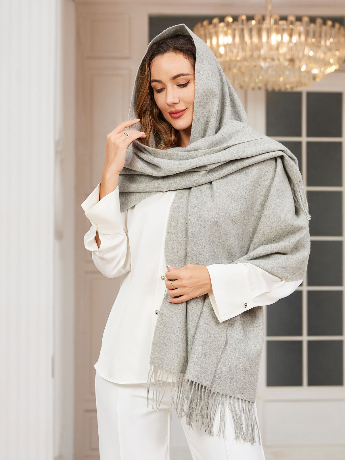[Light Gray] SilkSilky  Wool Scarf 002