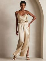 [Champagne] SilkSilky  Spaghetti Strap V Neck Camisole Top 003