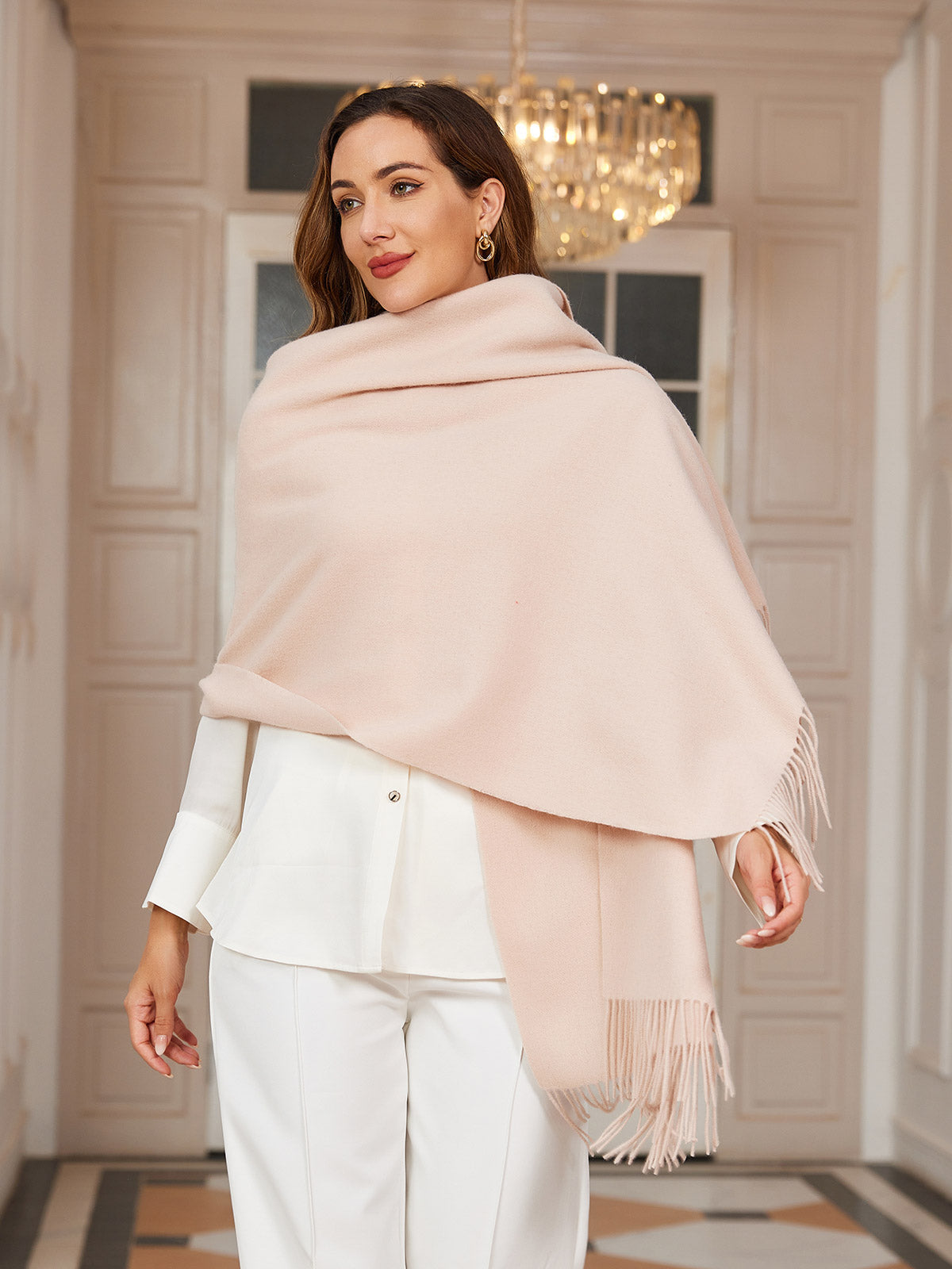 [Beige] SilkSilky  Wool Scarf 002