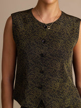 [Pine Vintage] SilkSilky Sleeveless Crew Neck Women's Outfit Sets 003