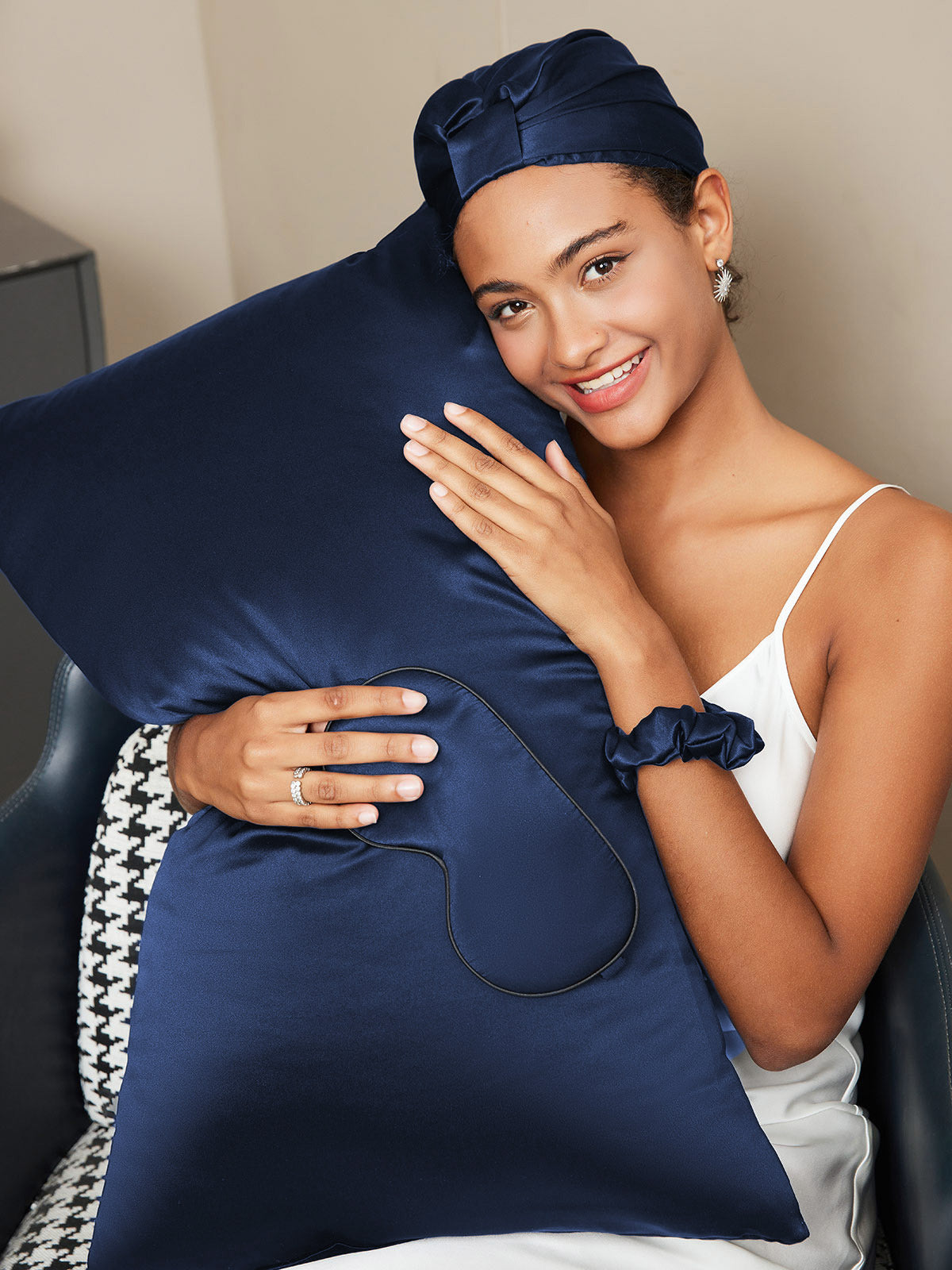 SilkSilky US 19Momme Pure Silk Pillowcase Set DarkBlue 003