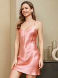 SilkSilky US Pure Silk Sleeveless V Neck Dress Pink 001