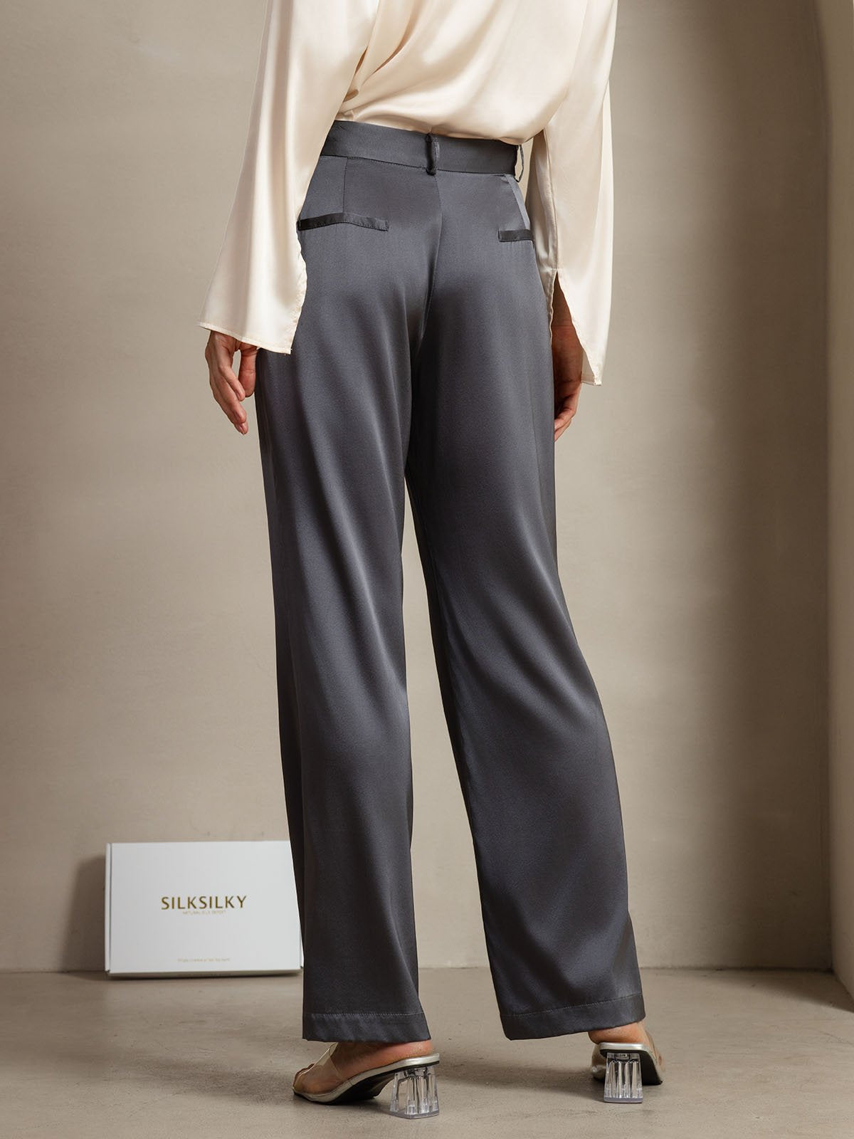 [DarkGray] SilkSilky 19Momme Silk Womens Pants 006