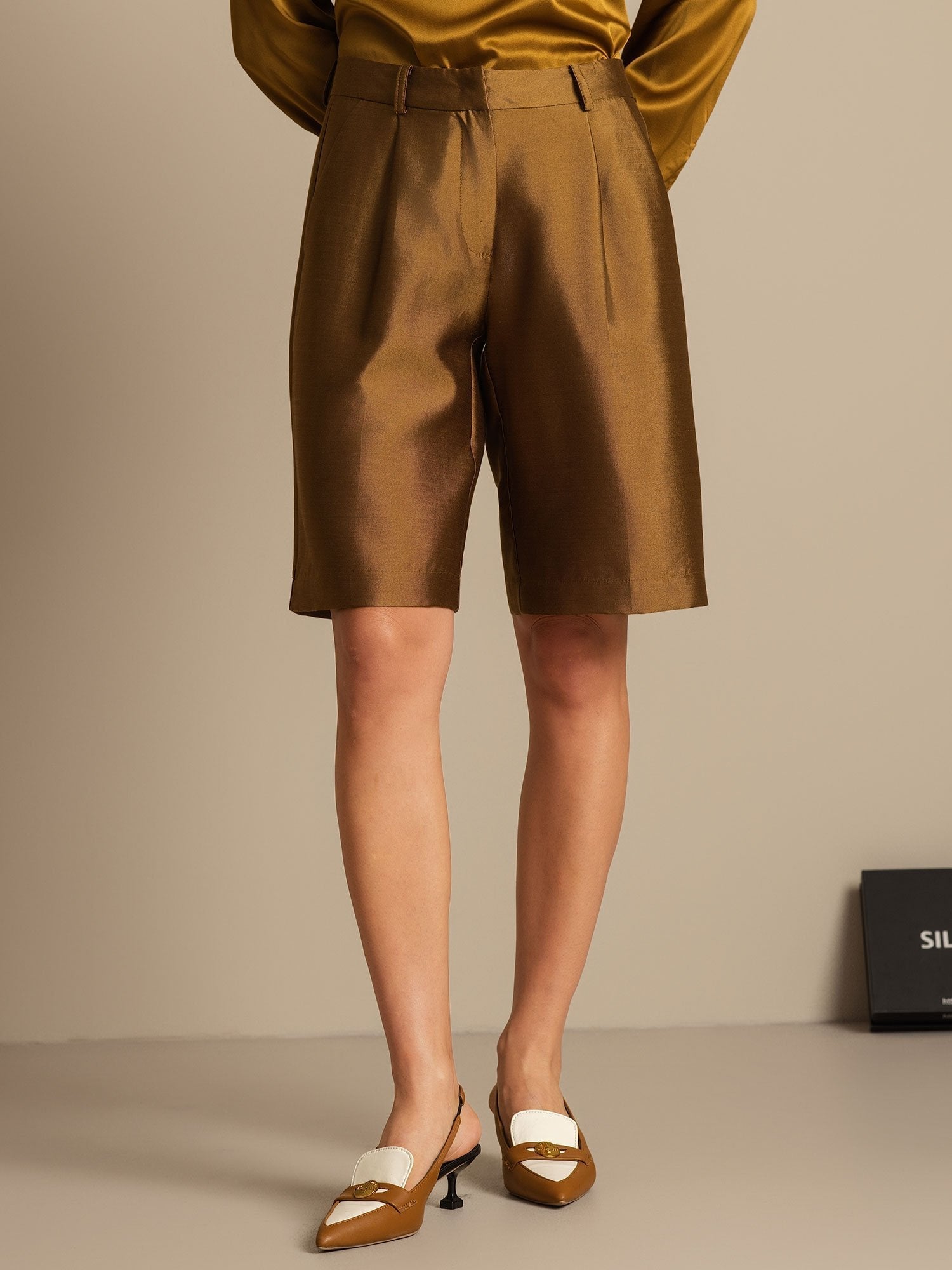 [Bronze] SilkSilky  32Momme Silk Womens Shorts 006,