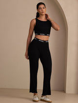 [Black] SilkSilky Sleeveless Crew Neck Women's Outfit Sets 005