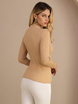 [Moonstone] SilkSilky  Long Sleeve Turtle Neck Women's T-Shirt 002