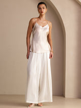 [Beige] SilkSilky Spaghetti Strap V Neck Camisole Top 005